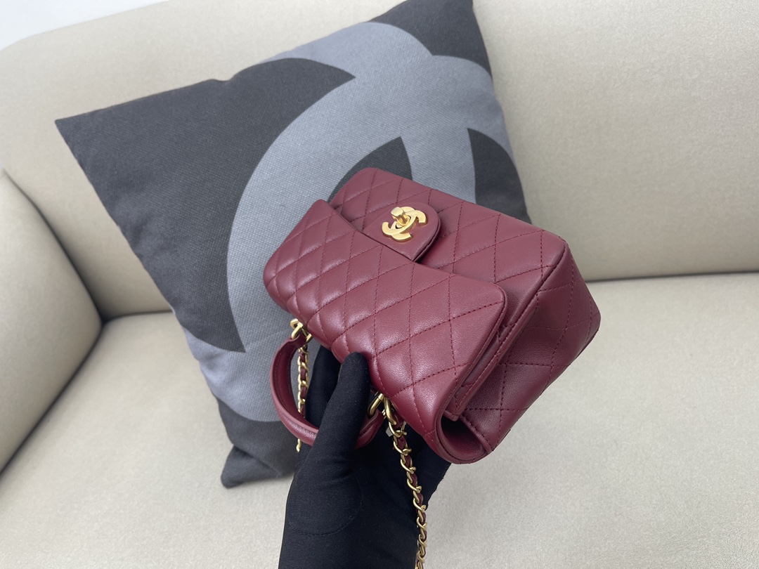 Small Classic Flap Lambskin Handbag Shoulder Bag AS2431 Burgundy